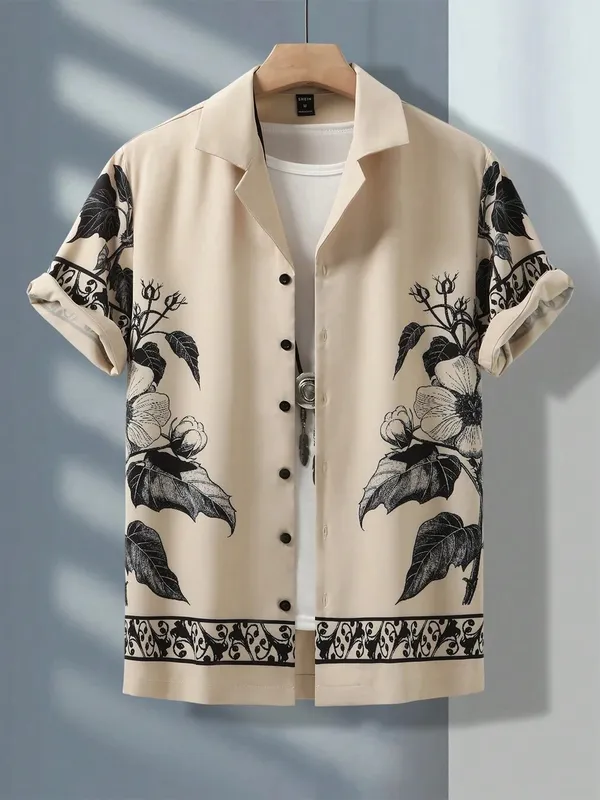 Beige_Premium_Cotton_Blend_Casual_Shirt_For_Men