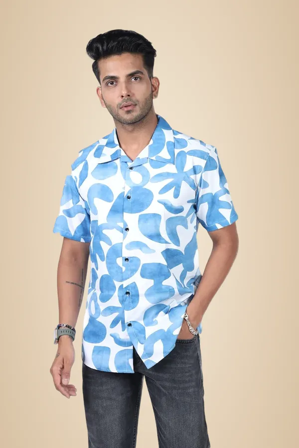 Blue_Premium_Printed_Cotton_Blend_Shirt_For_Men