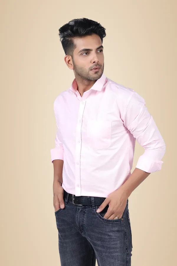 Baby_Pink_Premium_Solid_Cotton_Blend_Casual_Shirt_For_Men