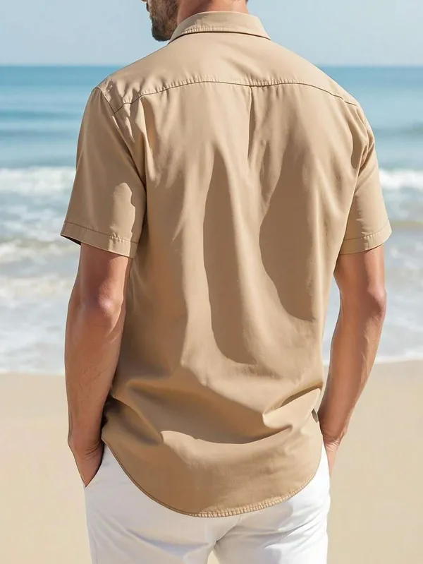 Beige_Premium_Cotton_Blend_Casual_Shirt_For_Men