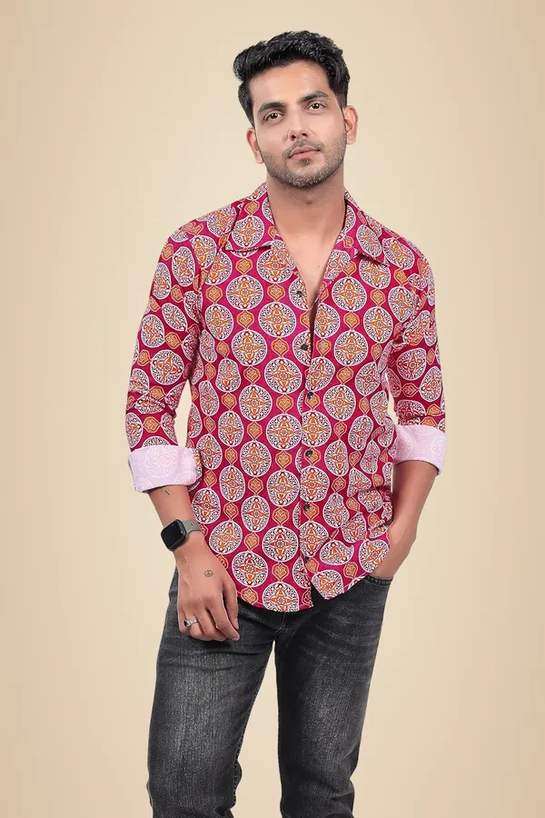 Maroon_Premium_Printed_Cotton_Blend_Casual_Shirt_For_Men