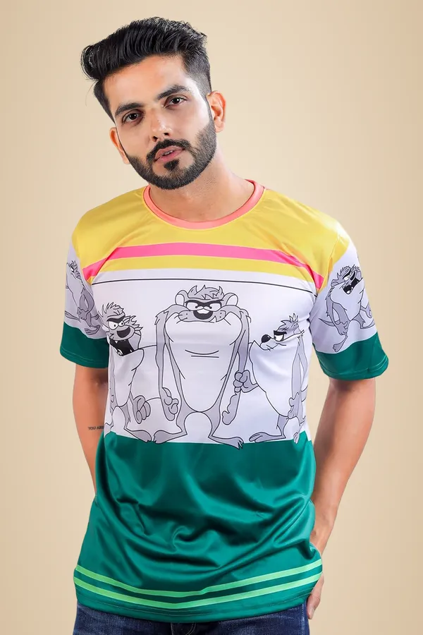 Green_Premium_Printed_Cotton_Blend_T-Shirt_For_Men
