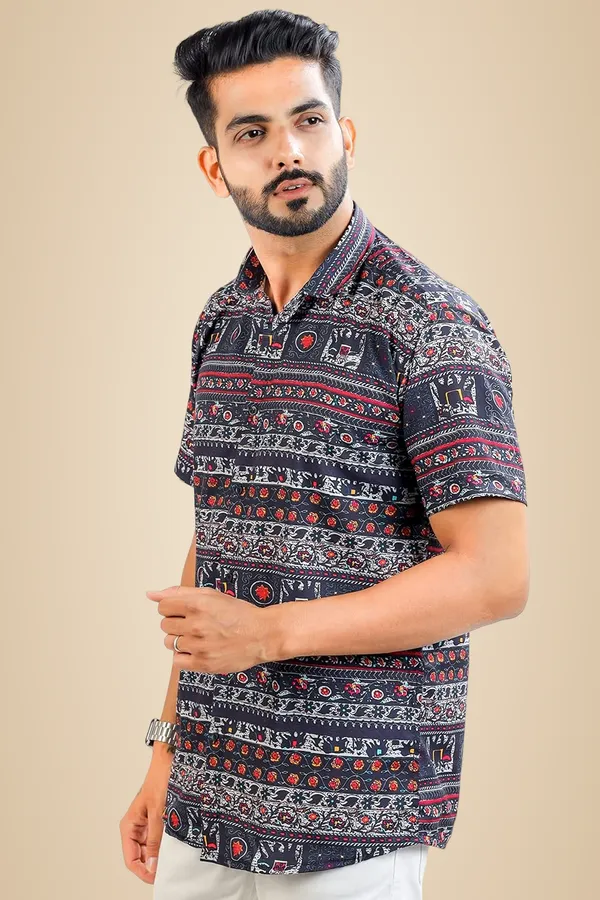Dark_Blue_Premium_Printed_Cotton_Blend_Casual_Shirt_For_Men