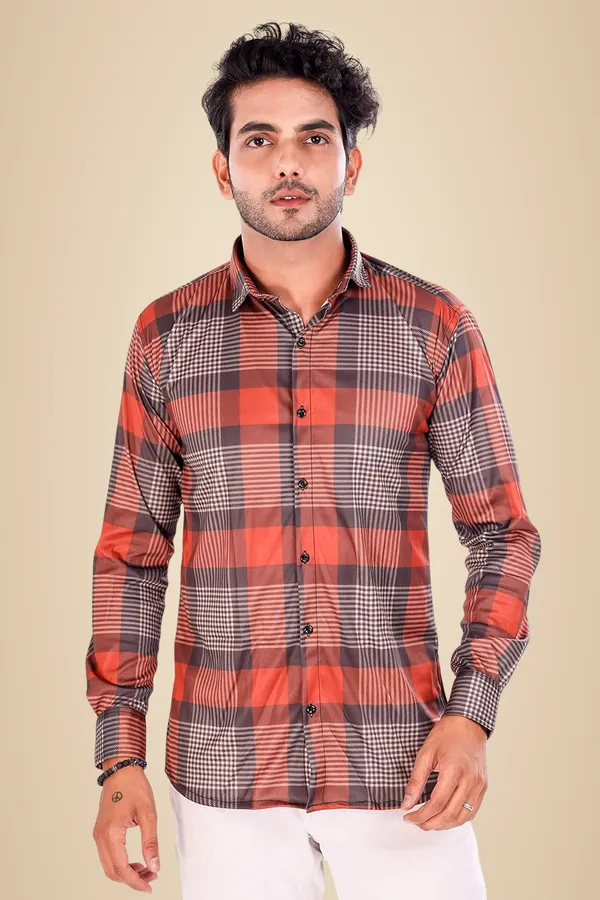 Brown_Premium_Checkered_Cotton_Blend_Casual_Shirt_For_Men