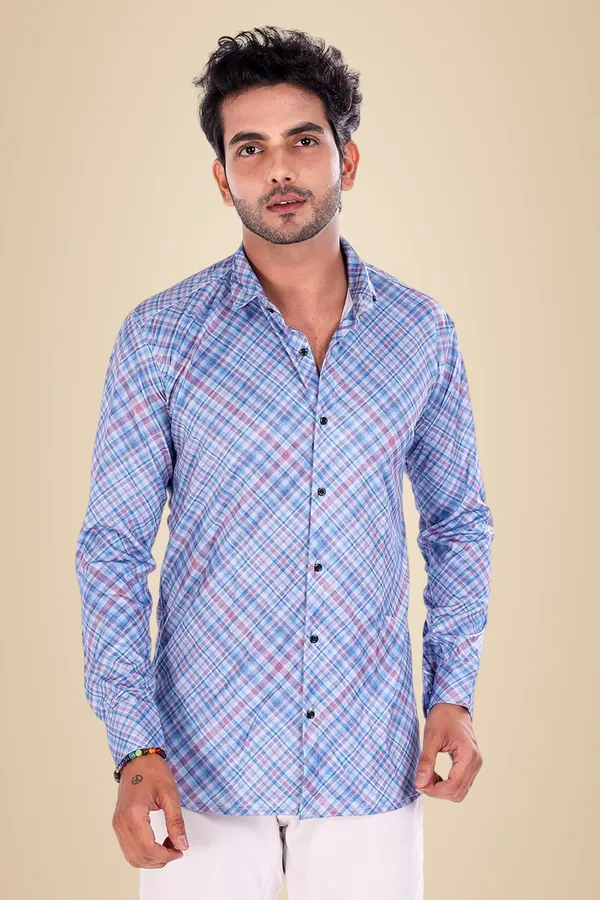 Blue_Premium_Checkered_Cotton_Blend_Casual_Shirt_For_Men