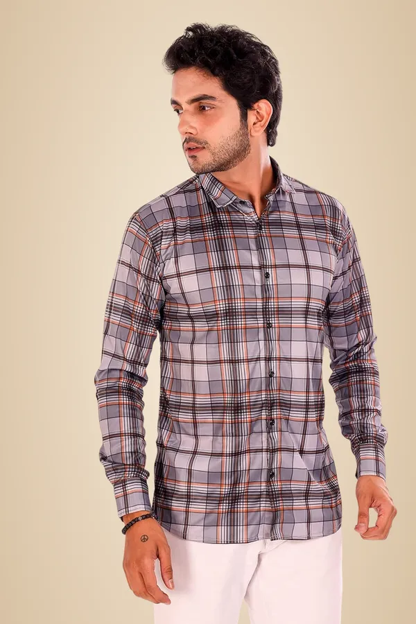 Grey_Premium_Checkered_Cotton_Blend_Casual_Shirt_For_Men