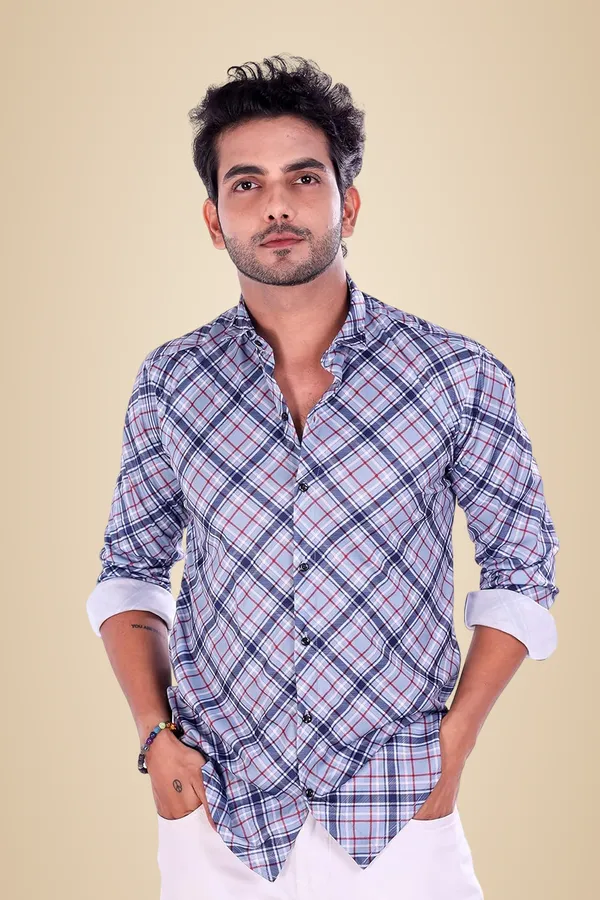 Navy_Premium_Checkered_Cotton_Blend_Casual_Shirt_For_Men