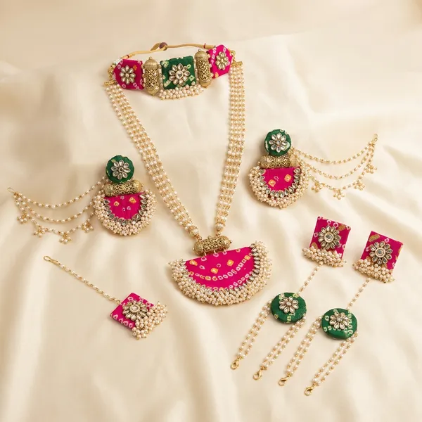 Traditional_Gota_Patti_Jewellery_Set_|_Pink_And_Green_Floral_Design