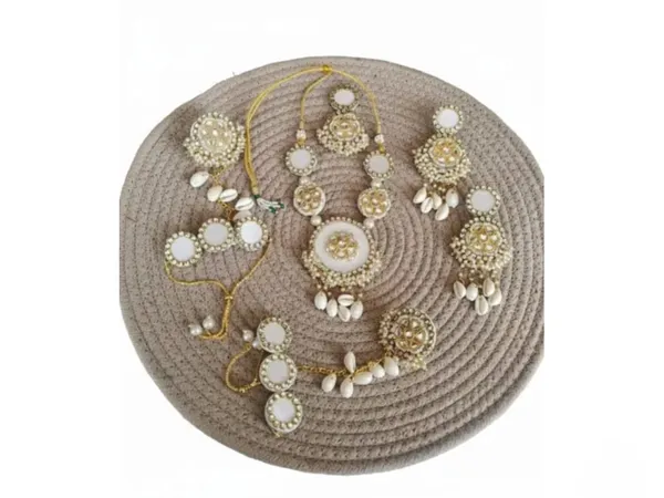Traditional_White_And_Gold_Beaded_Statement_Necklace_With_Ornate_Medallion_Pendants