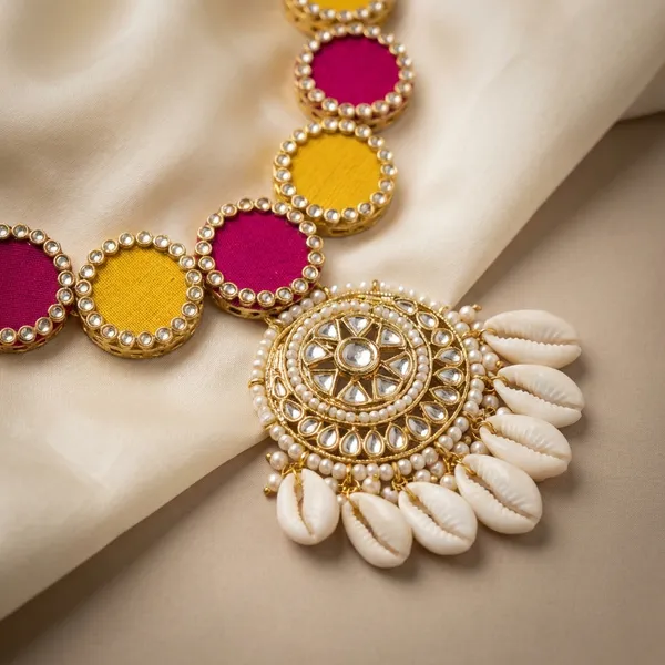 Traditional_Pink_And_Yellow_Stone_Ethnic_Necklace_Set_With_Matching_Earrings