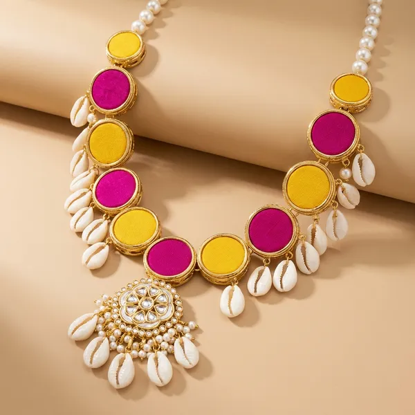 Traditional_Pink_And_Yellow_Stone_Ethnic_Necklace_Set_With_Matching_Earrings