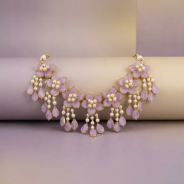 Purple_Stone_Floral_Maang_Tikka_With_Matching_Jewelry_Set