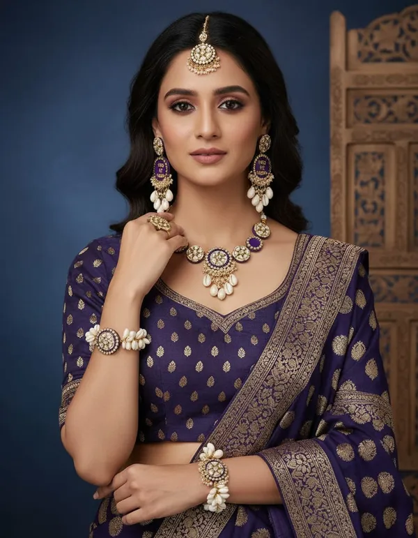 Elegant_Purple_Kundan_Jewellery_Set_With_Maang_Tikka_Necklace_Earrings_And_Bracelet