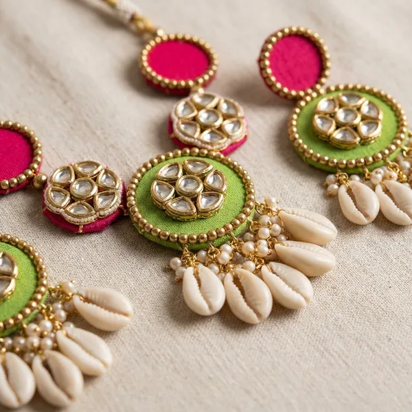 Handcrafted_Bohemian_Cowrie_Shell_Jewelry_Set_With_Colorful_Pom_Poms