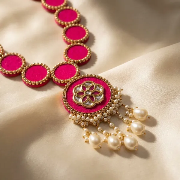Traditional_South_Indian_Temple_Jewelry_Long_Haram_Necklace_Set_With_Pink_Kemp_Stones