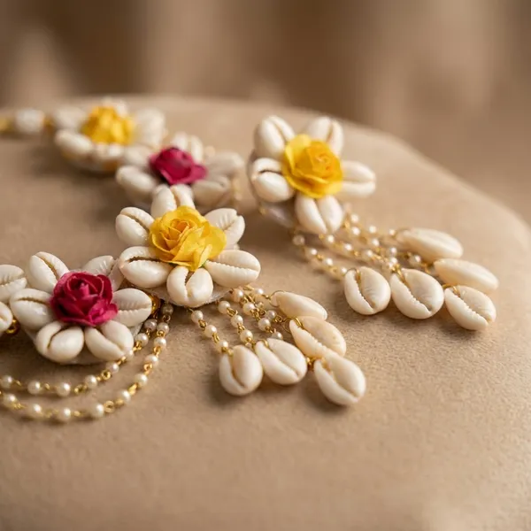 Handmade_Daisy_Flower_And_Cowrie_Shell_Jewelry_Set_|_Boho_Beach_Style_Necklace_Earrings_And_Hair_Accessories