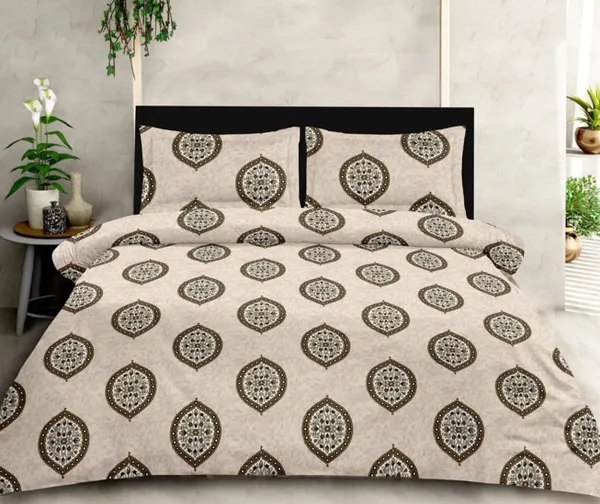 Cotton_|_Super_King_Size_|_Bedsheet_|Light_Beige__Color_With_2_Pillow_Covers_|_-_Sparsha