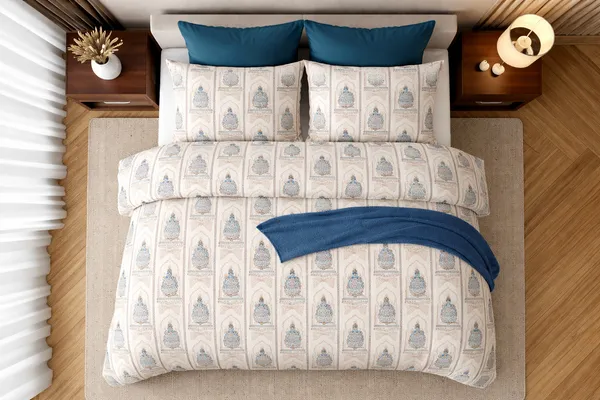 Cotton_|_Super_King_Size_|_Flat_Bedsheet_|_Royal_Blue_With_Mughal_Print_With_2_Pillow_Covers|_-_Royal_Weave
