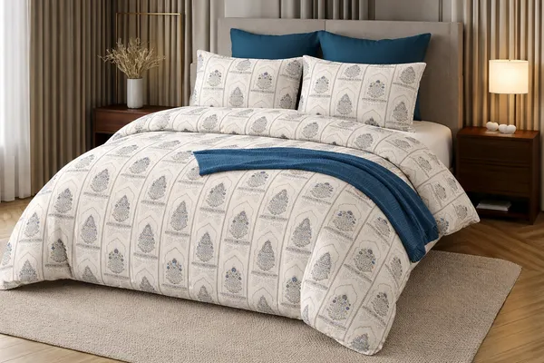 Cotton_|_Super_King_Size_|_Flat_Bedsheet_|_Royal_Blue_With_Mughal_Print_With_2_Pillow_Covers|_-_Royal_Weave
