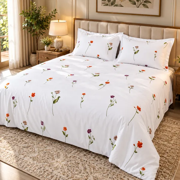Cotton_|__Super_King_Size_|_Flat_Bedsheet_|_White_With_Violet_|_2_Pillow_Covers|_-_Satrang