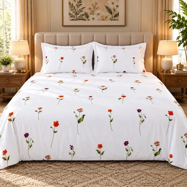 Cotton_|__Super_King_Size_|_Flat_Bedsheet_|_White_With_Violet_|_2_Pillow_Covers|_-_Satrang