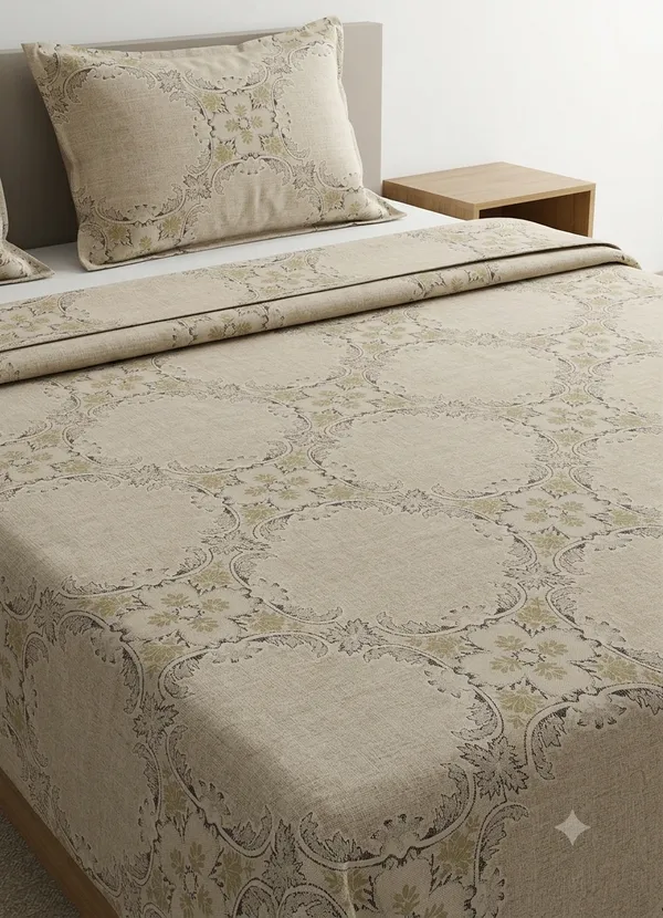 Aagaaz-_Beige_Super_King_Size_Cotton_Bedsheet