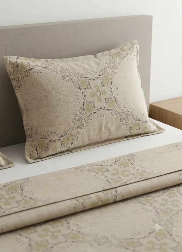 Aagaaz-_Beige_Super_King_Size_Cotton_Bedsheet