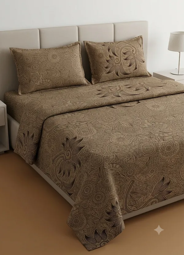 Threads_of_Elegance_-_Cream_With_Green_Lace_Super_King_Size_Bedsheet_With_Lace_on_Pillow_Covers