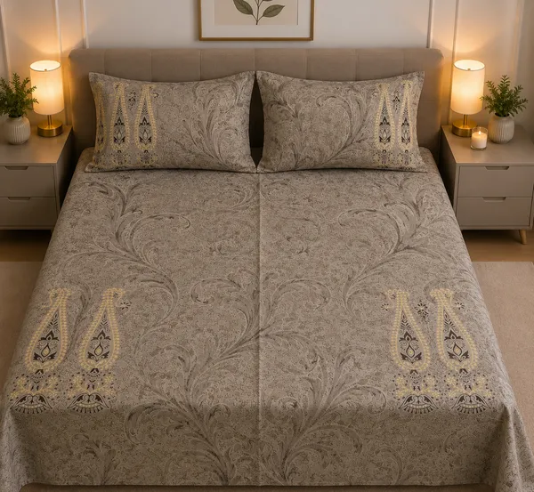 Aagaaz-_Brown_Super_King_Size_Cotton_Bedsheet