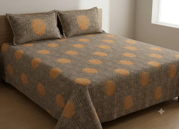 Aagaaz_-Dark_Brown_Super_King_Size_Cotton_Bedsheet