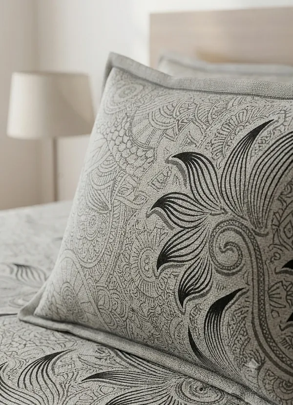 Aagaaz_-_Grey_Print_Superking_Cotton_Bedsheet