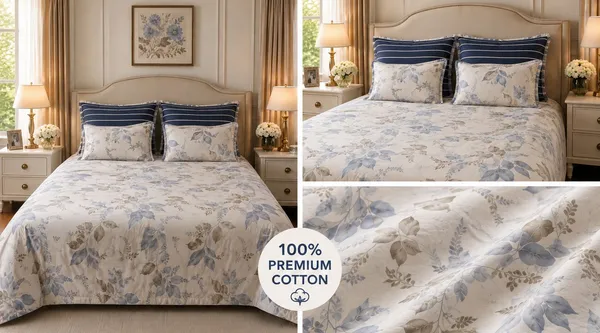 Cotton_|_Super_King_Size_|_Flat_Bedsheet_|5_Piece_Set_|_Cream_With_2_Frill_Pillow_Covers|2_Frill_Cushions_-_Ambi_Aura