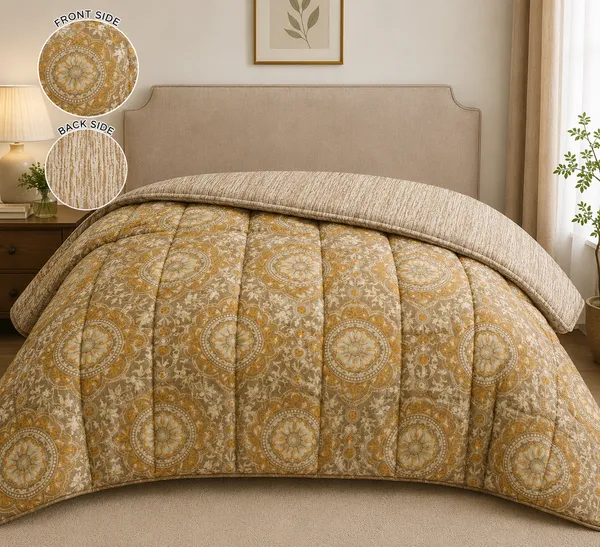 Cotton_|_Double_Bed_Size_|_Comforter-Double_Sided_|Mustard_-_Anmol_Aaram
