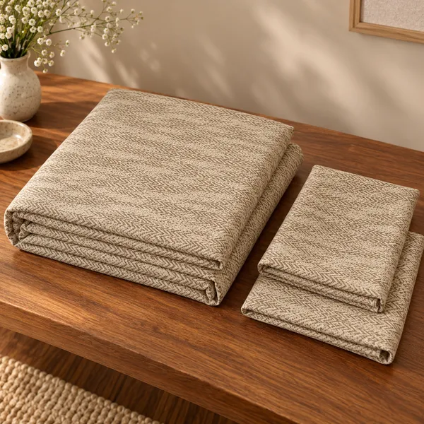 Cotton_|__King_Size_|_Flat_Bedsheet_|_Beige_With_Texture_Design_|_2_Pillow_Covers|_-_Luxe_Weave