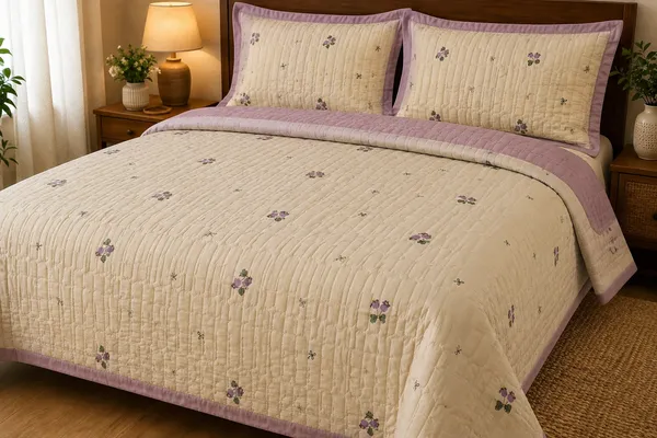 Cotton_|__King_Size_|_Quilted_Bedcover_|_Purple_Color_|_2_Quilted_Pillow_Covers|_-Casa_Bloom