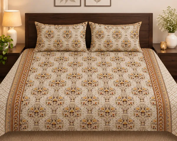 Cotton_|_Queen_Size_|_Flat_Bedsheet_|_Multi_Color_With_2_Pillow_Covers|_-_Chitrakari