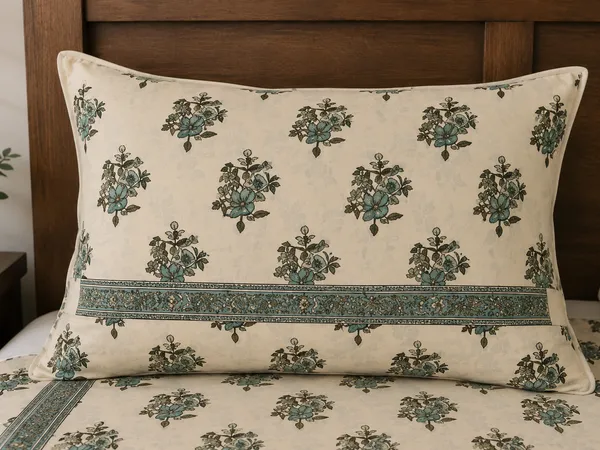 Chitrakari_-_White_With_Green_Queen_Size_Bedsheet