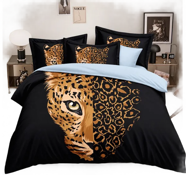Cotton_Feel_|_Super_King_Size_|_Flat_Bedsheet_|_3D_Black_With_Animal_Print_|__With_2_Pillow_Covers|_-_Varnika