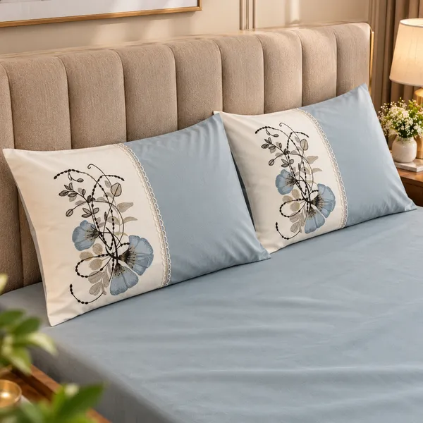 Cotton_|_King_Size_Bedsheet_|_2_Embroidery_Pillow_Covers_|_Blue-_Meadow_Bloom