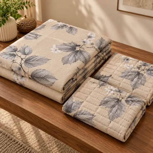 Cotton_|_King_Size_Bedsheet_|_2_Quilted_Pillow_Covers_|_Beige_With_Grey-_Vectra