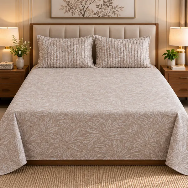 Cotton_|_King_Size_Bedsheet_|_2_Quilted_Pillow_Covers_|_Beige-_Vectra