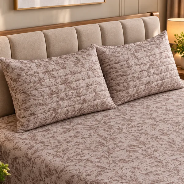 Cotton_|_King_Size_Bedsheet_|_2_Quilted_Pillow_Covers_|_Brown_|-_Vectra