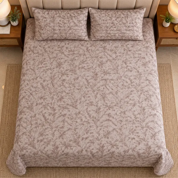 Cotton_|_King_Size_Bedsheet_|_2_Quilted_Pillow_Covers_|_Brown_|-_Vectra