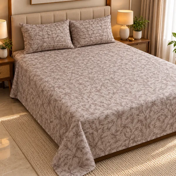 Cotton_|_King_Size_Bedsheet_|_2_Quilted_Pillow_Covers_|_Brown_|-_Vectra