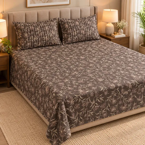 Cotton_|_King_Size_Bedsheet_|_2_Quilted_Pillow_Covers_|_Choclate-_Vectra
