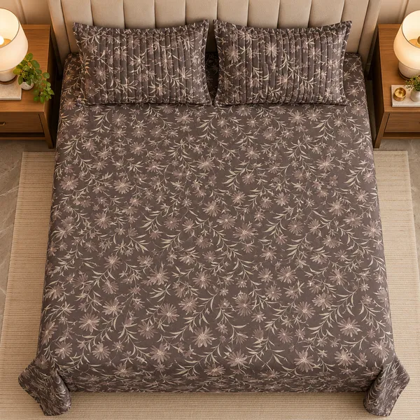 Cotton_|_King_Size_Bedsheet_|_2_Quilted_Pillow_Covers_|_Choclate-_Vectra