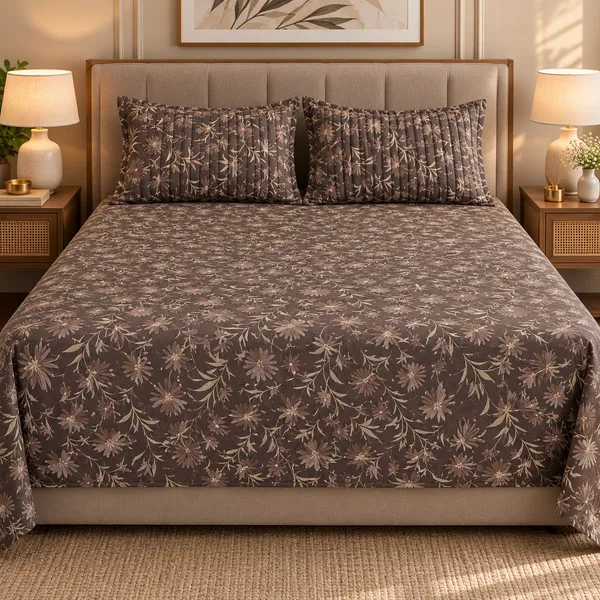 Cotton_|_King_Size_Bedsheet_|_2_Quilted_Pillow_Covers_|_Choclate-_Vectra