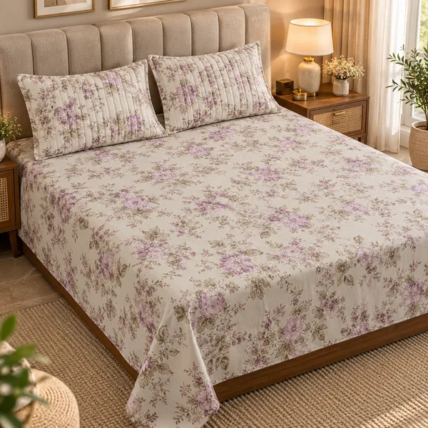 Cotton_|_King_Size_Bedsheet_|_2_Quilted_Pillow_Covers_|_Cream-_Vectra