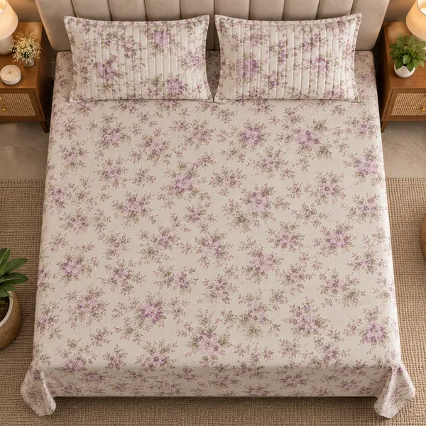 Cotton_|_King_Size_Bedsheet_|_2_Quilted_Pillow_Covers_|_Cream-_Vectra