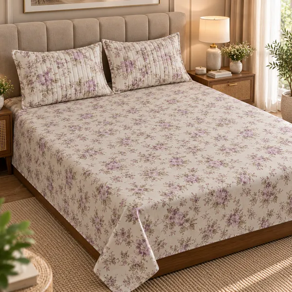 Cotton_|_King_Size_Bedsheet_|_2_Quilted_Pillow_Covers_|_Cream-_Vectra